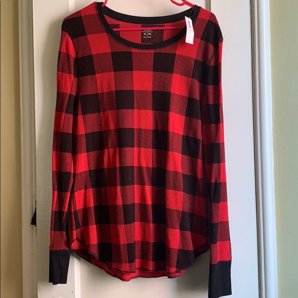 NWT Old Navy Red & Black Plaid Long Sleeve sz XL